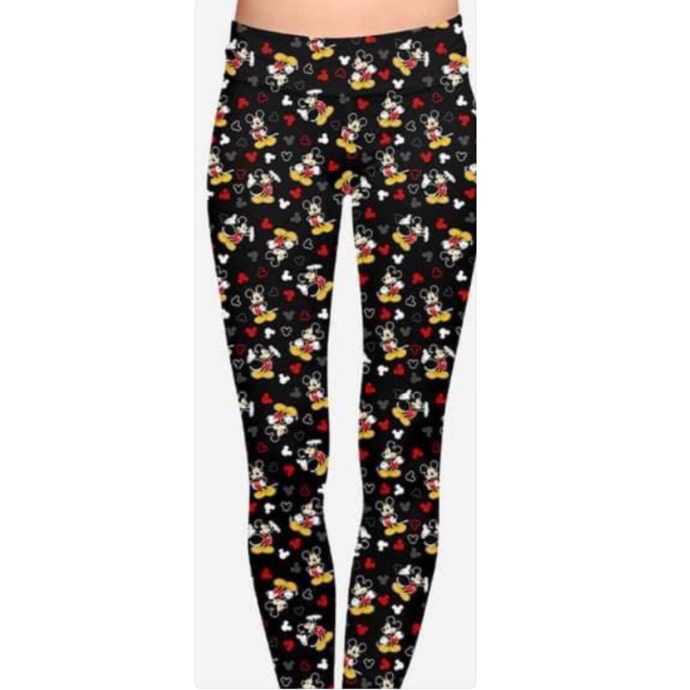 Disney Mickey Mouse Leggings PJ Bottoms Sz M Loungewear Black